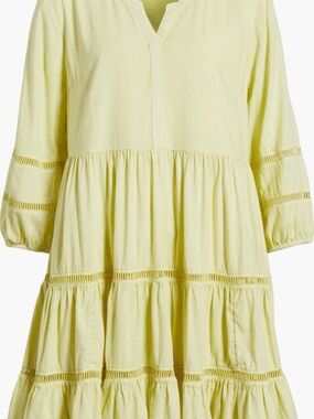 Treasure & Bond Pale Yellow Tiered Midi Dress
